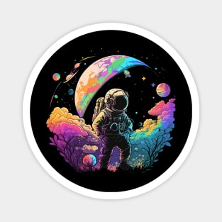 Astronaut in Space Colorful Vibrant Psychedelic Magnet